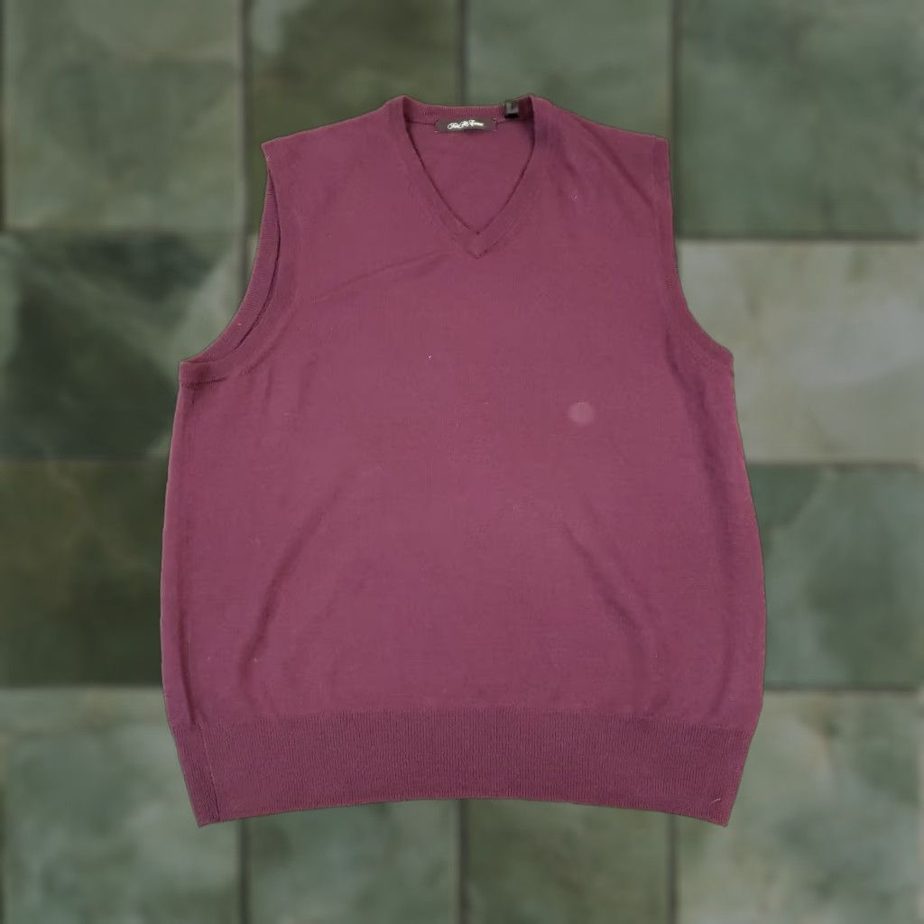 Saks Fifth Avenue Saks Fifth Avenue Mens Large Sweater Vest Purple V Neck Pullover Size US L / EU 52-54 / 3 - 1 Thumbnail