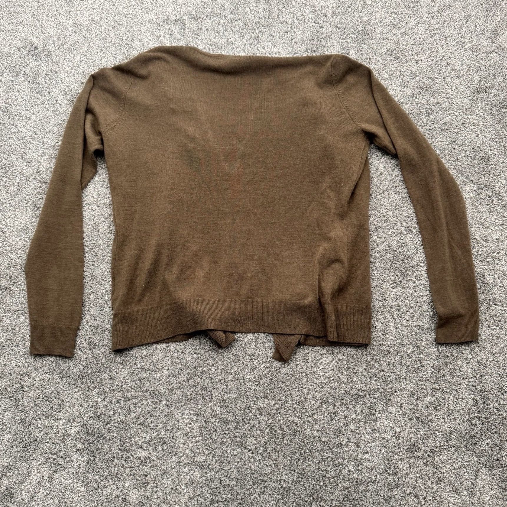 Vintage VINTAGE? New York & Company Open Ruffle Cardigan XL Office Soft Girl Fairy Grunge Sweater Cardigan Women XL Brown Acrylic Ruffle Open Office Size XL / US 12-14 / IT 48-50 - 6 Thumbnail