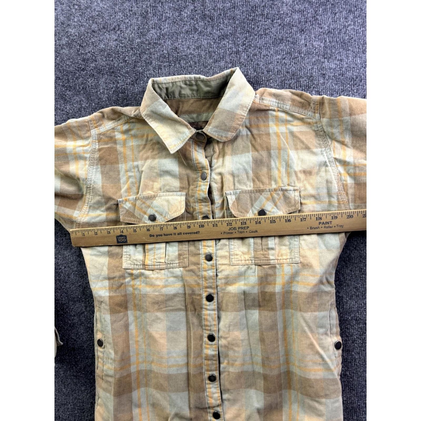 Prana PrAna Jacket Womens M Beige Plaid Corduroy Snap Front Lined Insulated Size M / US 6-8 / IT 42-44 - 4 Thumbnail