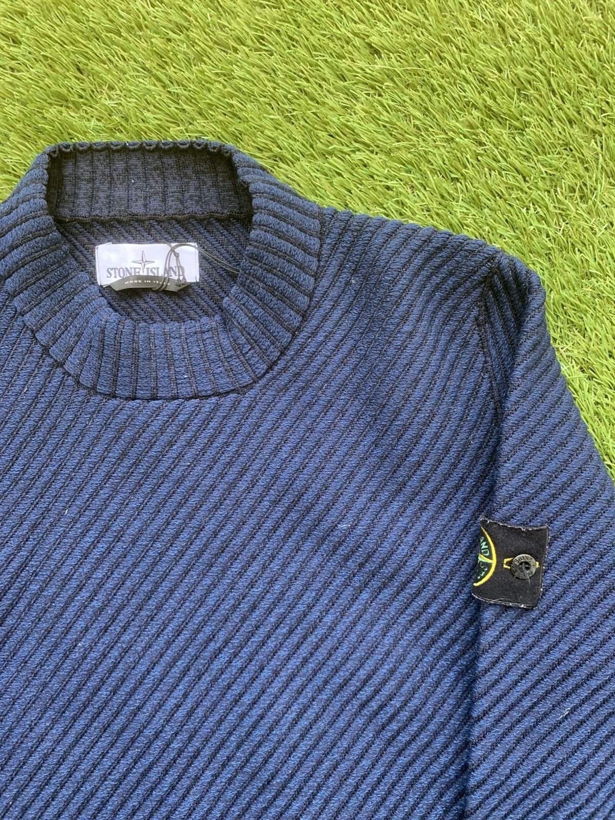 Stone Island Stone Island Logo Appliqued Knitted Cotton Sweater Size US M / EU 48-50 / 2 - 3 Thumbnail