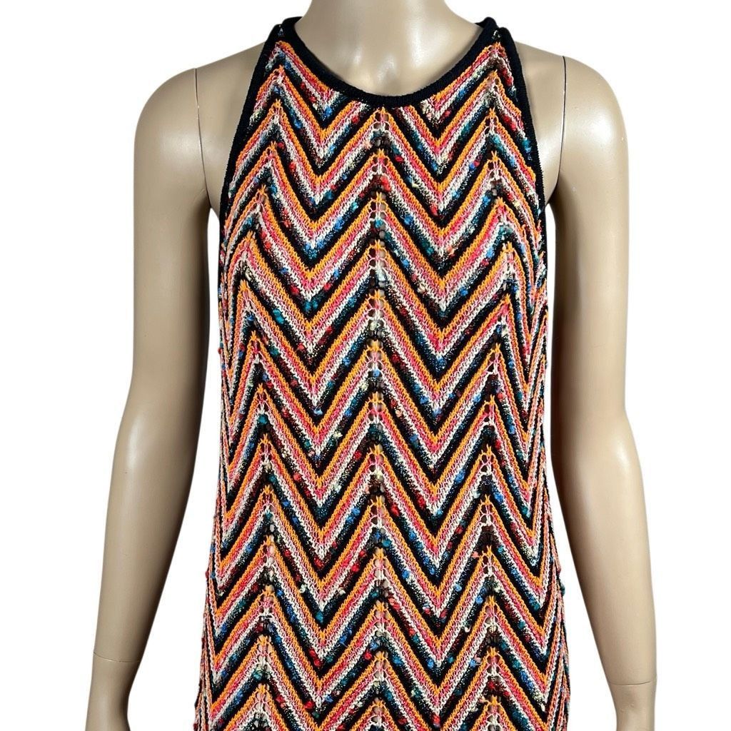 Zara Zara Knit Multicolor Chevron Maxi zigzag Dress Sleeveless Crochet Style Size M (029) Size M / US 6-8 / IT 42-44 - 2 Thumbnail