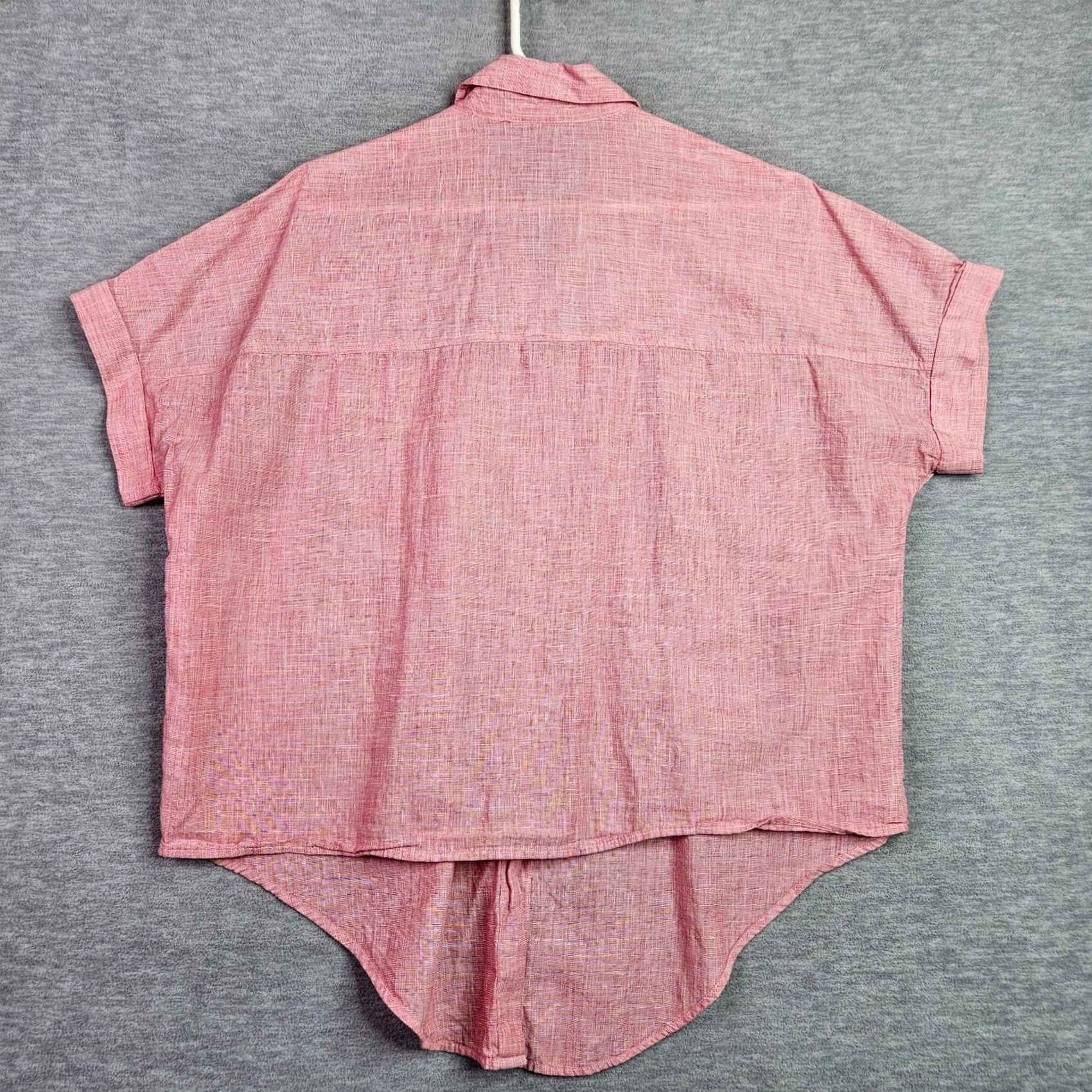Madewell Madewell Linen Blend Short Sleeve Button Down Women's M Pink Solid Button-Up Casual 90s? Size 32" / US 10 / IT 46 - 2 Thumbnail
