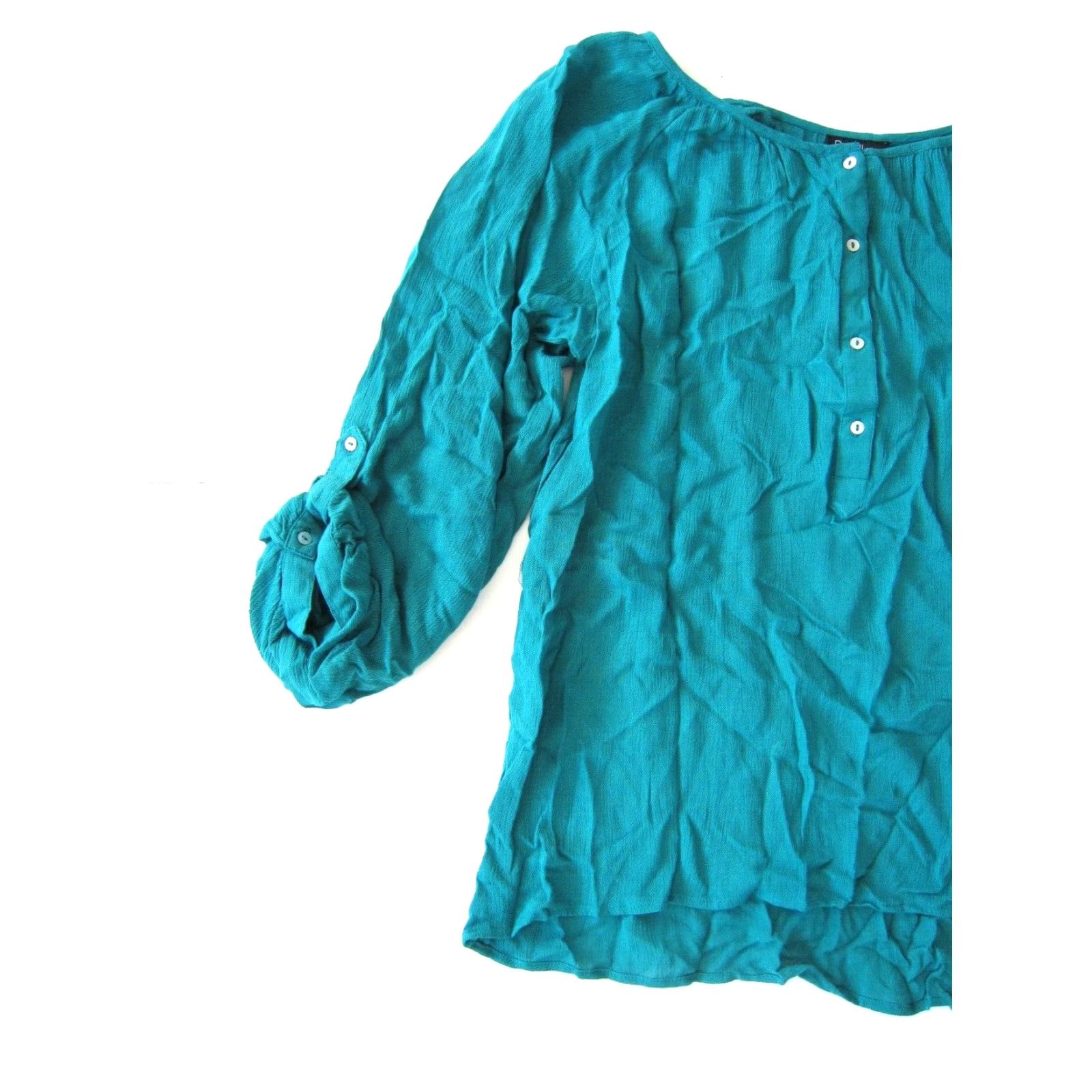Vintage NWT Papillon 100% Rayon Green 3/4 Sleeve Boho Tunic Blouse Small Shirt Women XS S Size S / US 4 / IT 40 - 7 Thumbnail