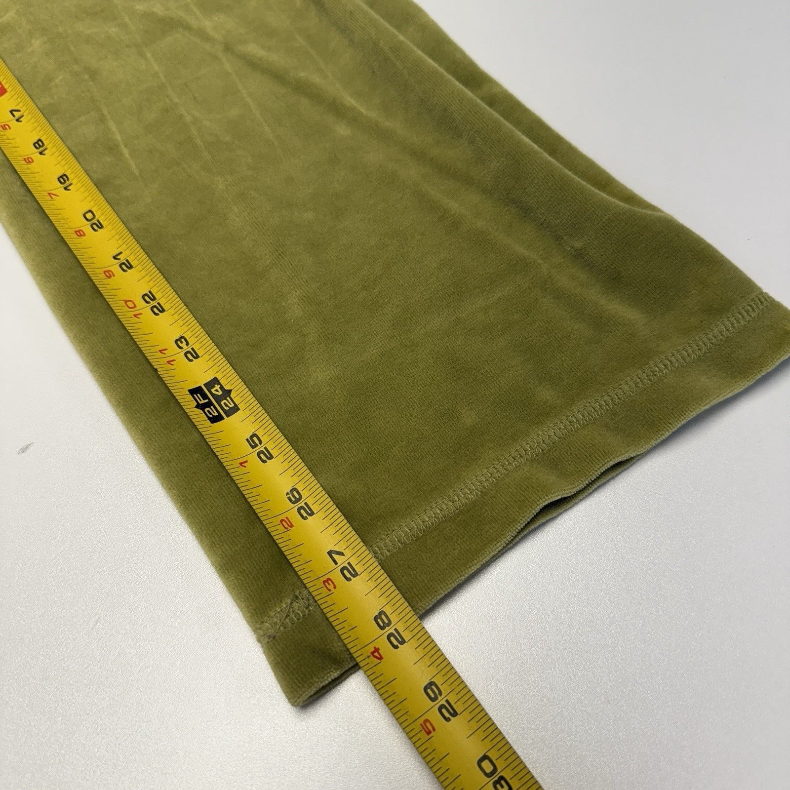 Bcbgmaxazria Vintage BCBG Pants Womens Size PL Olive Yellow Velour Embroi Size 31" - 16 Thumbnail