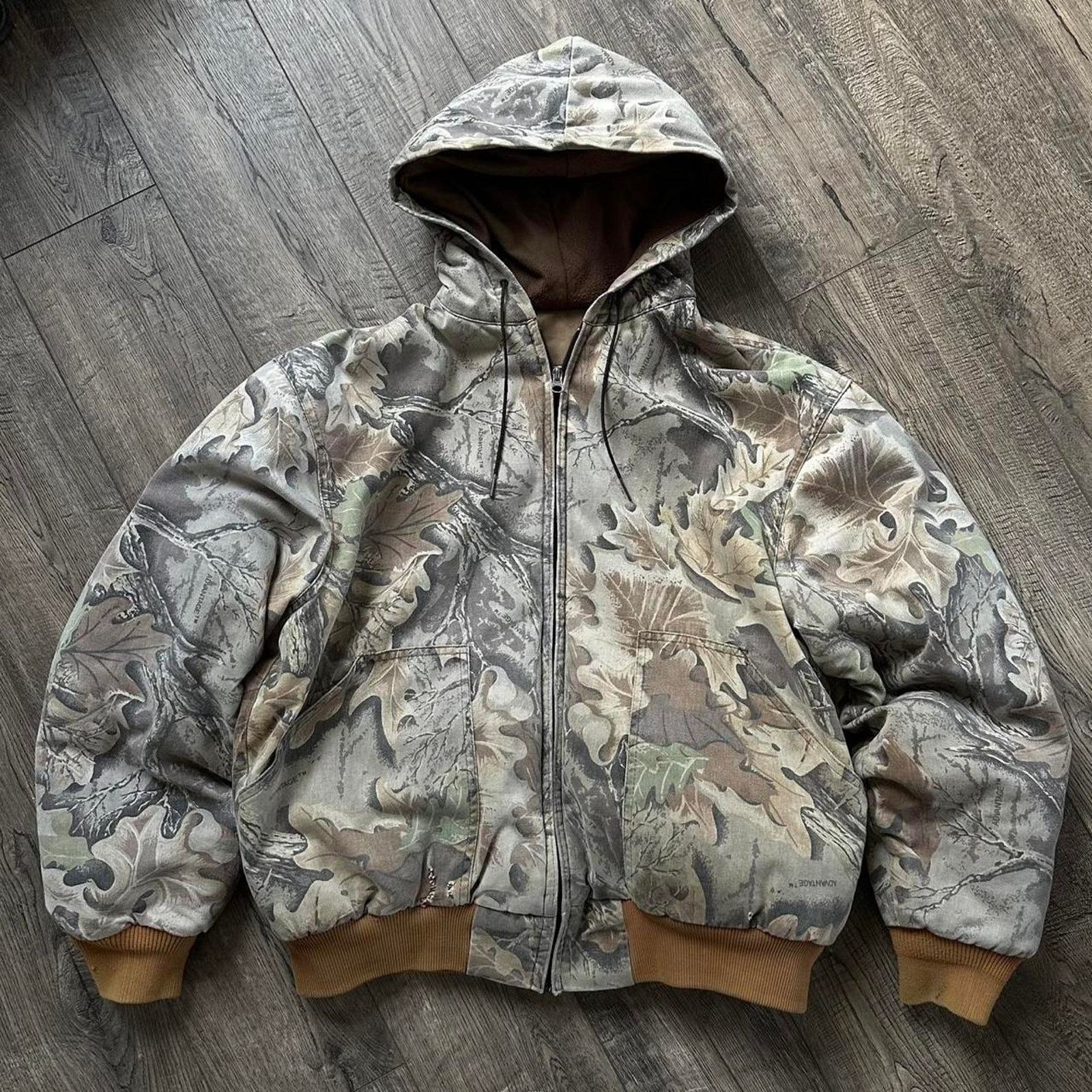 Vintage Vintage 90s Faded Camo Cotton Zip Up Hooded Work Jacket Size US M / EU 48-50 / 2 - 1 Thumbnail