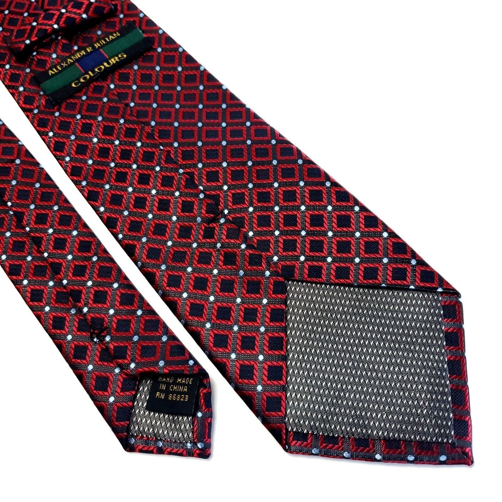 Alexander Julian Alexander Julian Colours Red Pewter Geometric Polyester Tie Size ONE SIZE - 5 Thumbnail