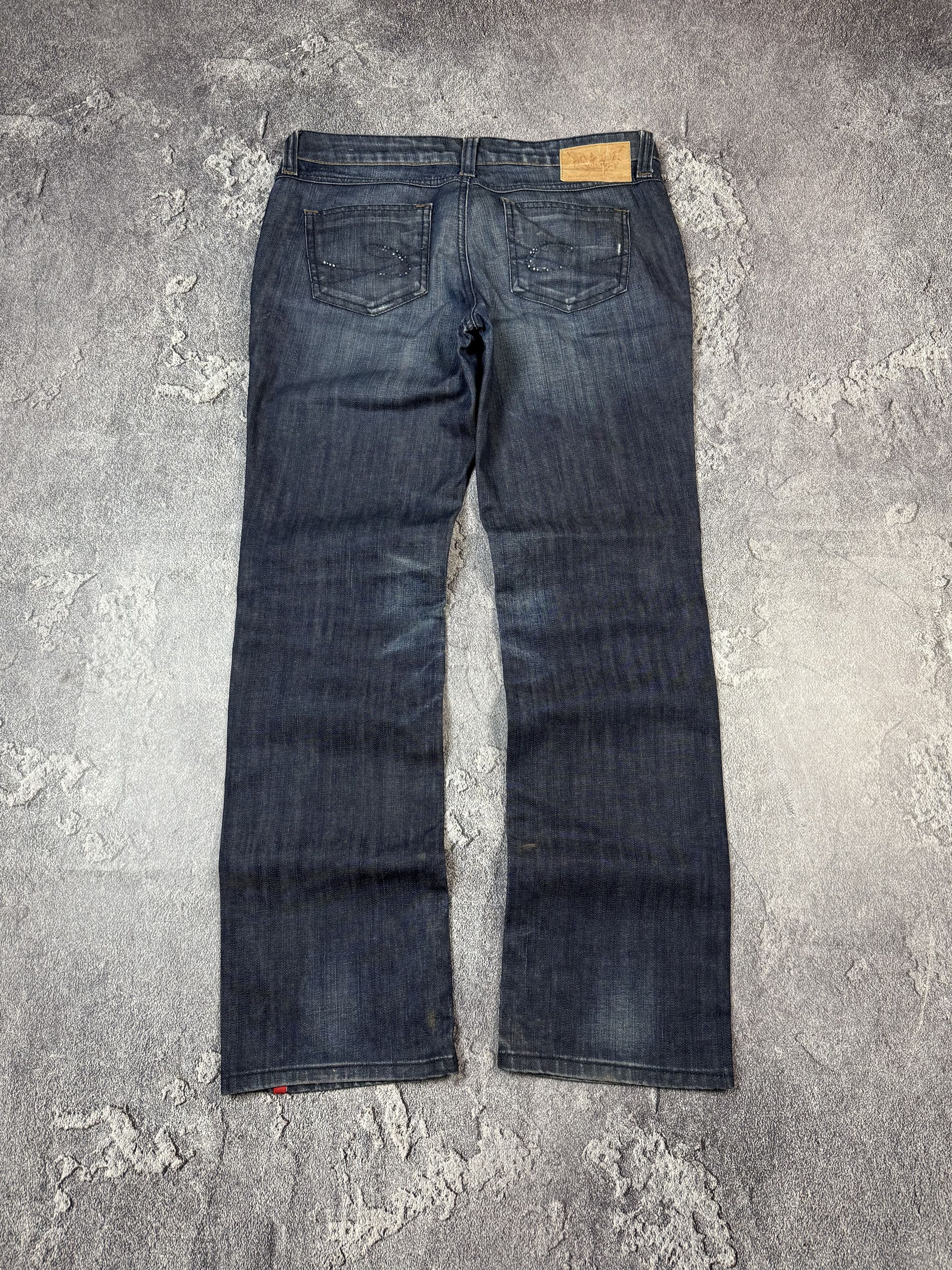 If Six Was Nine Y2K 2000s Low Rise Faded Straight Fit Glam Ladies Jeans Size 30" / US 8 / IT 44 - 4 Thumbnail
