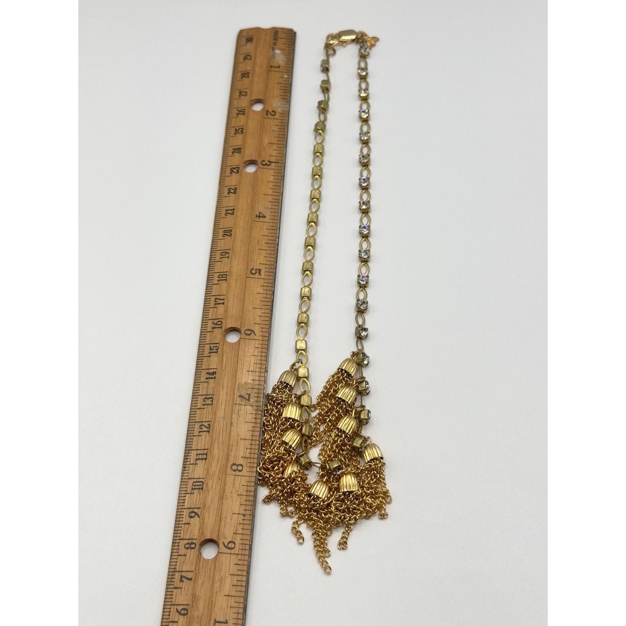 Vintage Vintage rhinestone chain tassel charm necklace Size ONE SIZE - 6 Thumbnail