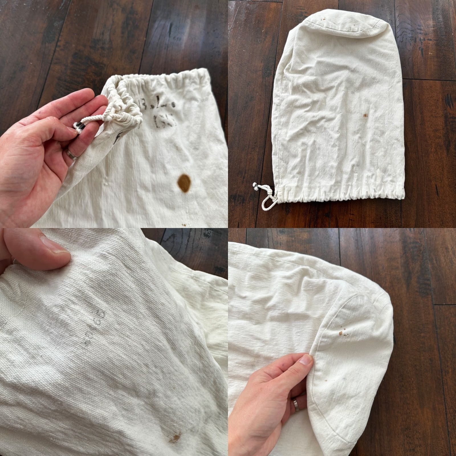 Vintage VTG WWII Canvas Garment Laundry Bag White Military Denim 1940s Stencil 40s 50s Size ONE SIZE - 8 Thumbnail