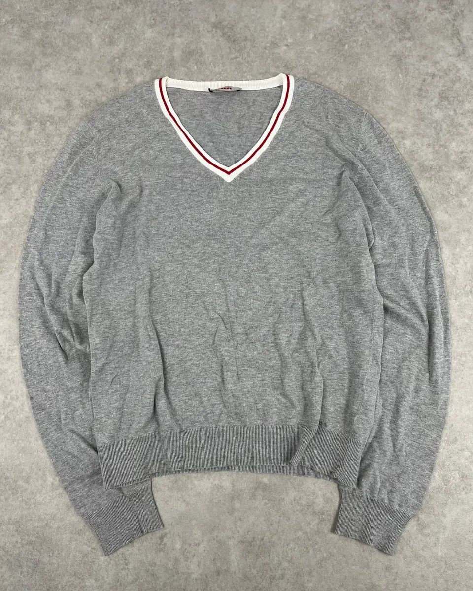 Prada SS2007 Prada Grey V-Neck Contrast Trim Sweater Size US M / EU 48-50 / 2 - 1 Thumbnail