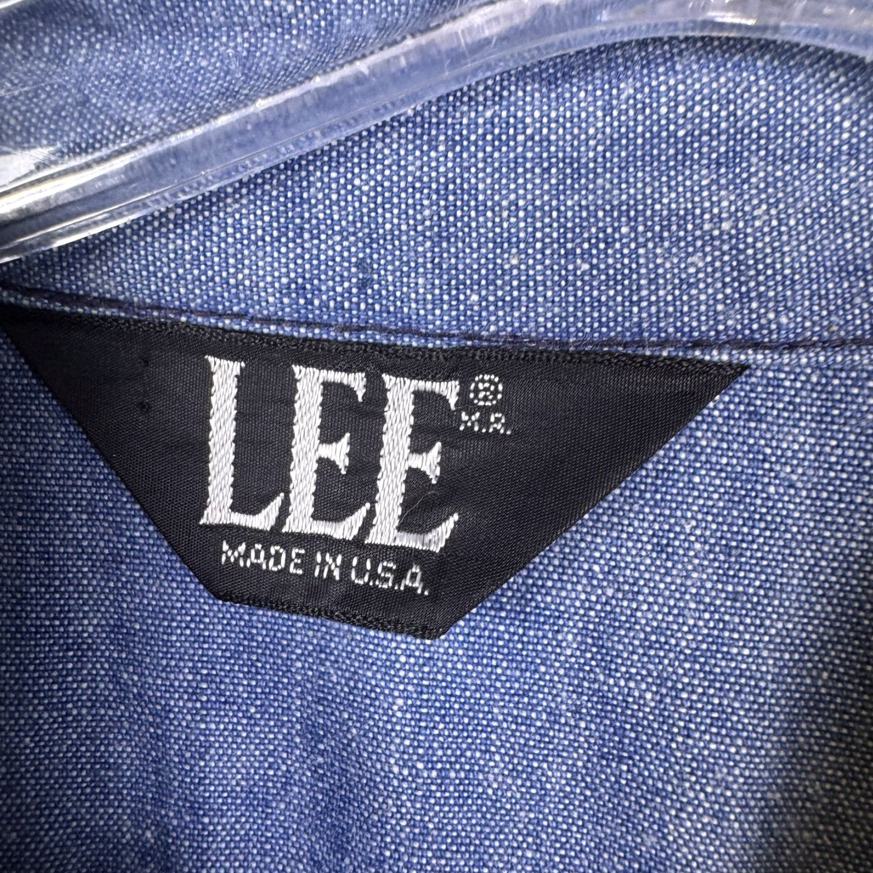 Lee VINTAGE Lee Denim Jacket Men L Workwear Utility Chore West Cal. 45 Dagger Collar Jacket Mens blue denim 80s USA Bomber Pockets Shirt Size US L / EU 52-54 / 3 - 6 Thumbnail