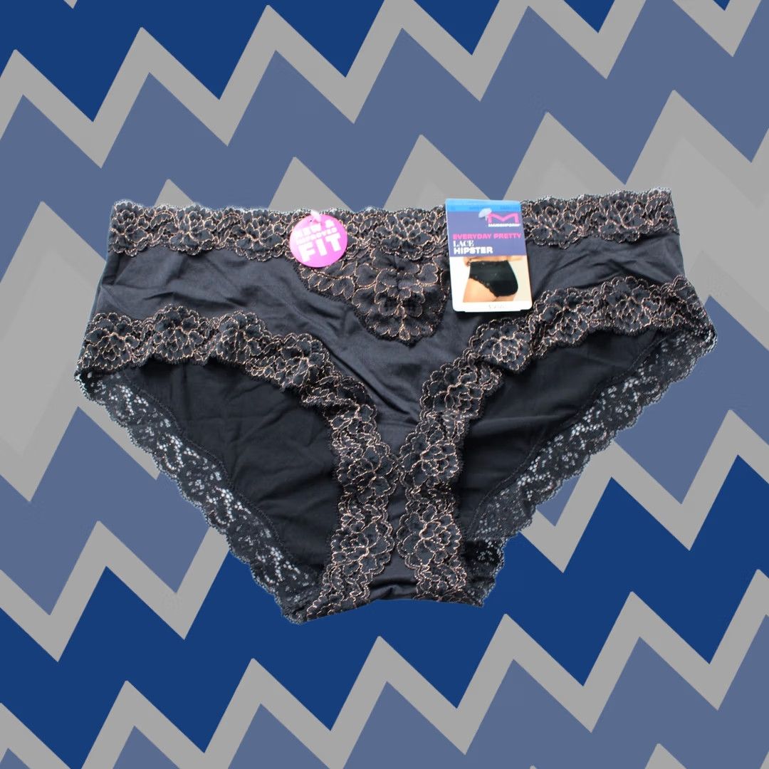 Vintage Maidenform Women's Lace Hipster Black/Rose Gold Size XL Panties Size ONE SIZE - 1 Thumbnail