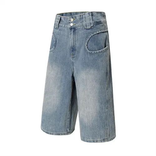 Japanese Brand × Jean Men's American retro loose straight washed denim shorts y2k Size US 32 / EU 48 - 2 Thumbnail