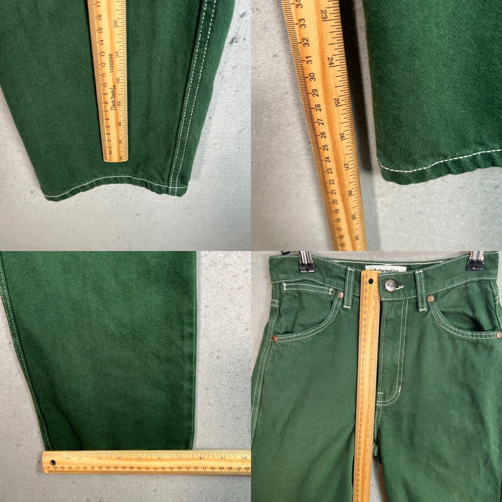 Reformation Reformation Jeans 24 Emerald Green High Rise Straight 5-Pocket Denim Adult Womens Vintage No (Adult Womens 24) Size 42" / US 20 - 8 Thumbnail