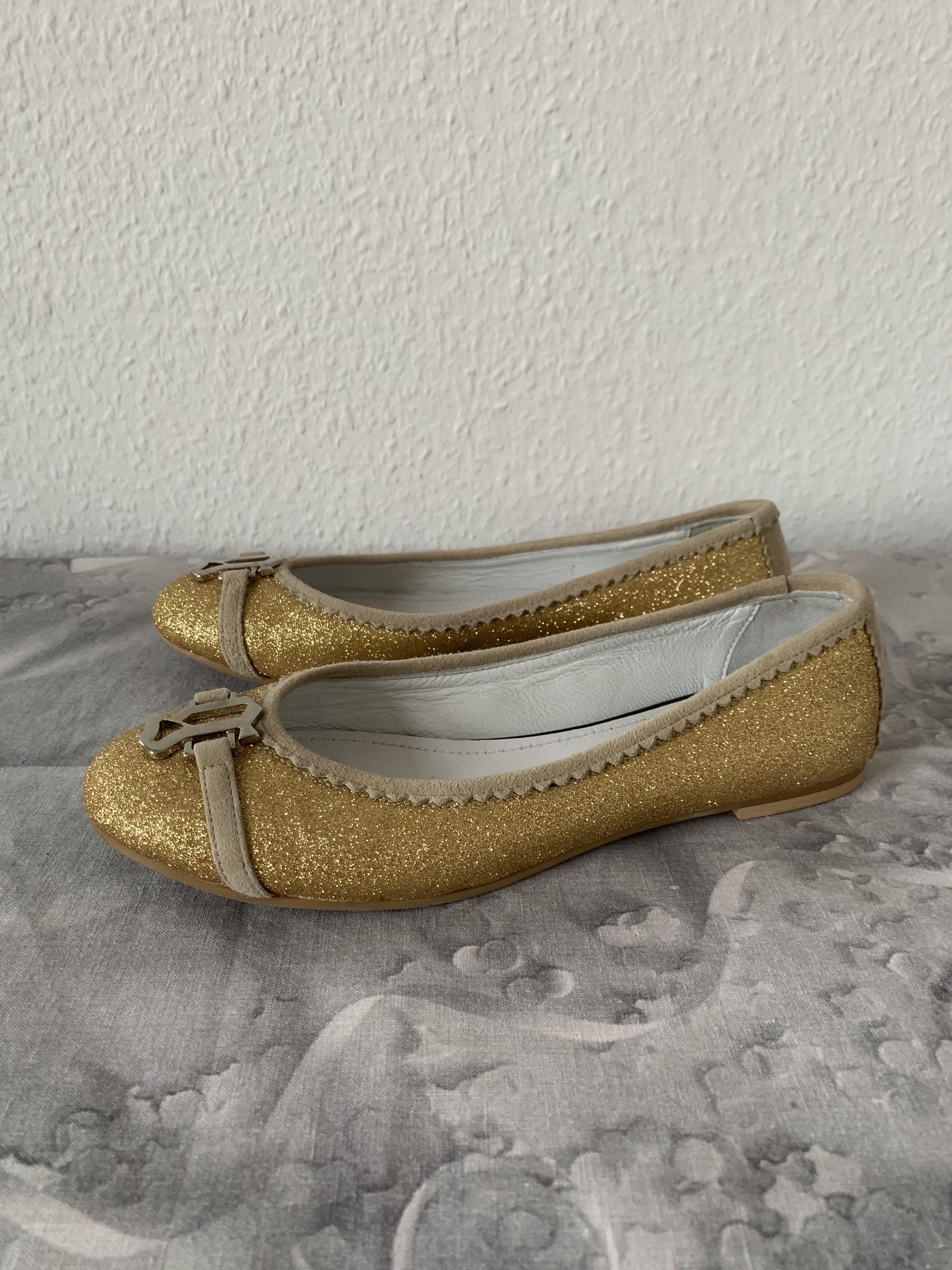 Galliano gold glitter ballerina flats