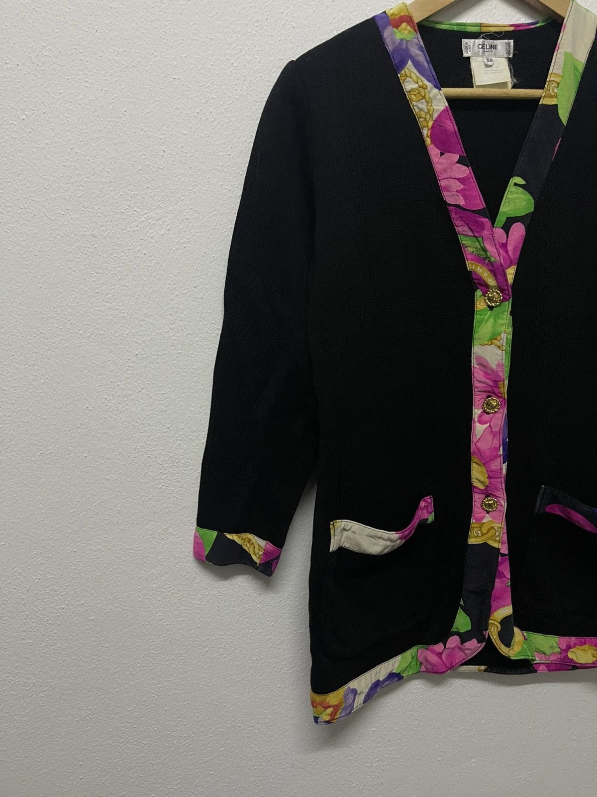 Celine 80s CELINE PARIS SILK/COTTON CARDIGAN FLORAL DESIGN RARE Size XS / US 0-2 / IT 36-38 - 3 Thumbnail