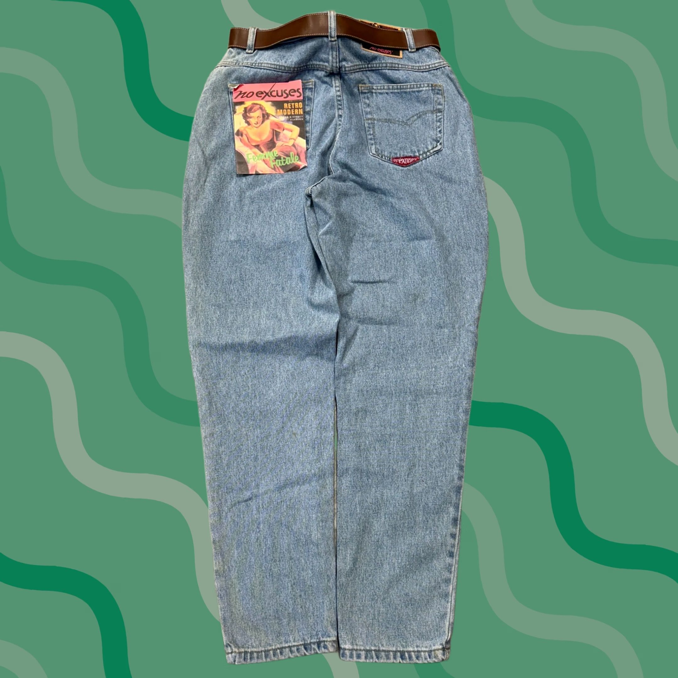 Vintage No Excuses Deadstock womens jeans tapered fit size 13 (30x30) NWT y2k grunge Size 34" / US 12 / IT 48 - 1 Thumbnail