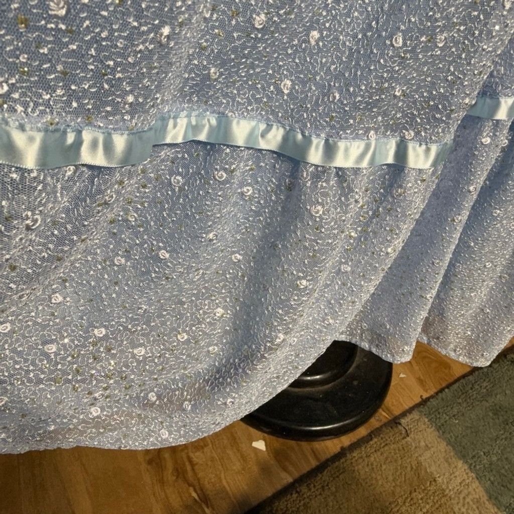 Vintage Vintage Peasant Dress Beaded Floral Puffed Sleeves Blue XL Size XXL / US 16-18 / IT 52-54 - 13 Thumbnail