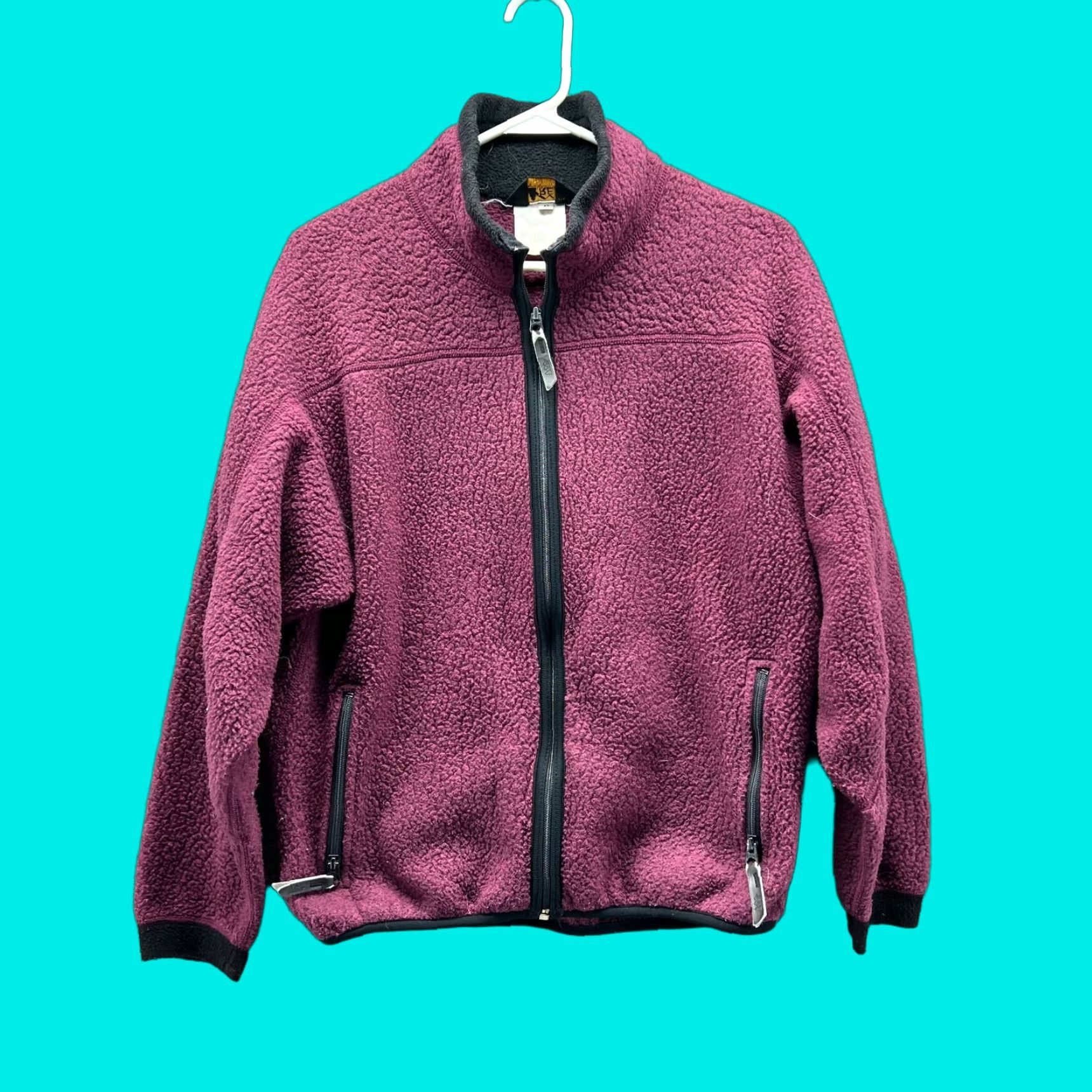 Vintage VINTAGE REI Fleece Jacket Women Small Burgundy Full Zip Sherpa Sweater Bomber Jacket Size S / US 4 / IT 40 - 1 Thumbnail