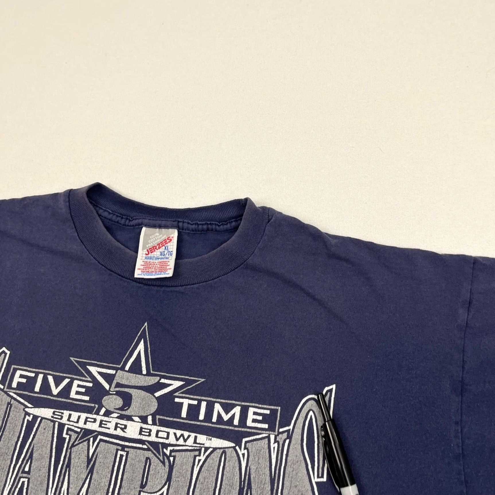 Jerzees VTG 90s Dallas Cowboys Shirt Mens XL Blue 5X Super Bowl Single Stitch Graphic T Shirt Size US XL / EU 56 / 4 - 6 Thumbnail