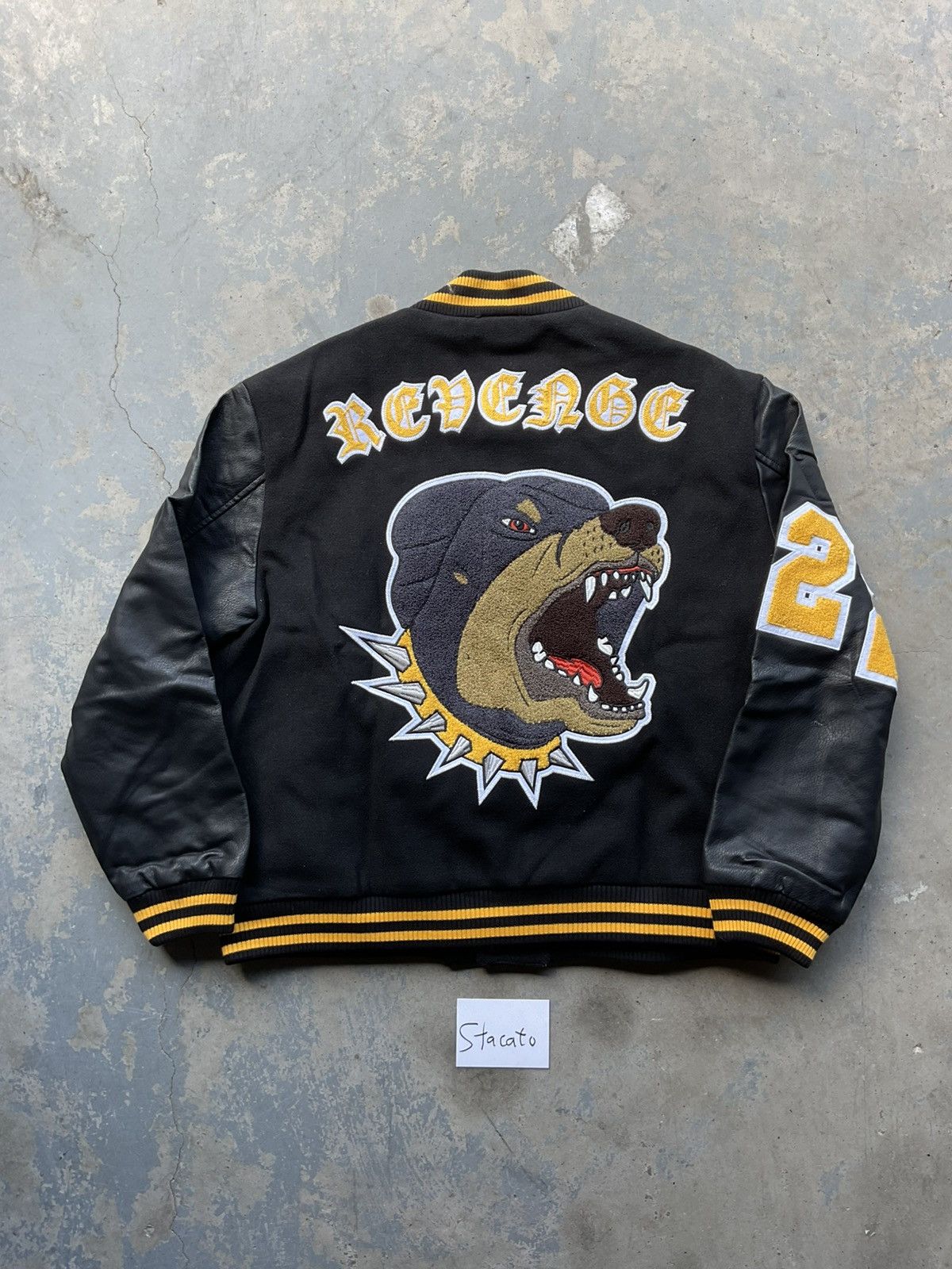 Revenge Revenge Rottweiler Varsity Jacket Black/Yellow Size US S / EU 44-46 / 1 - 1 Thumbnail