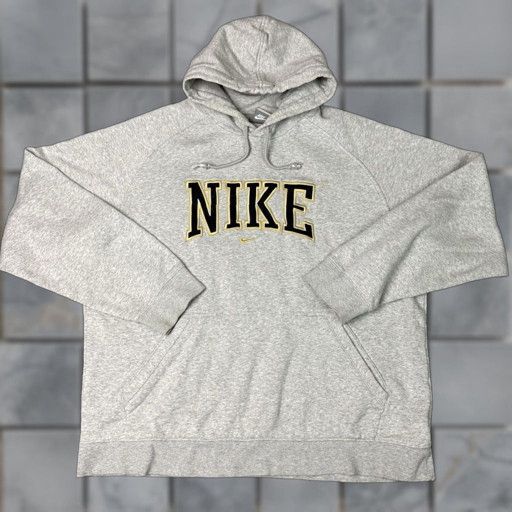 Nike VINTAGE Nike Center Swoosh Sweatshirt Hoodie Mens XL Gray Embroidered Pockets Pullover Logo 90s Sports Knit/Graphic Print Size US XL / EU 56 / 4 - 1 Thumbnail