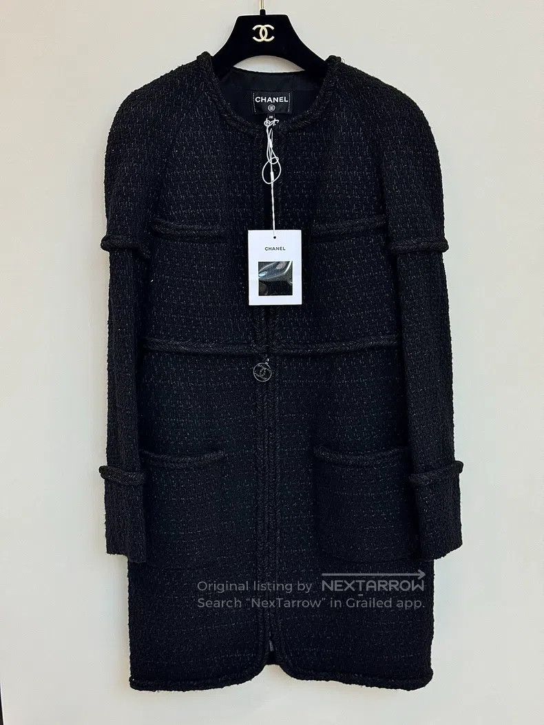 Chanel Chanel Black tweed silk braided long coat Size XS / US 0-2 / IT 36-38 - 1 Thumbnail