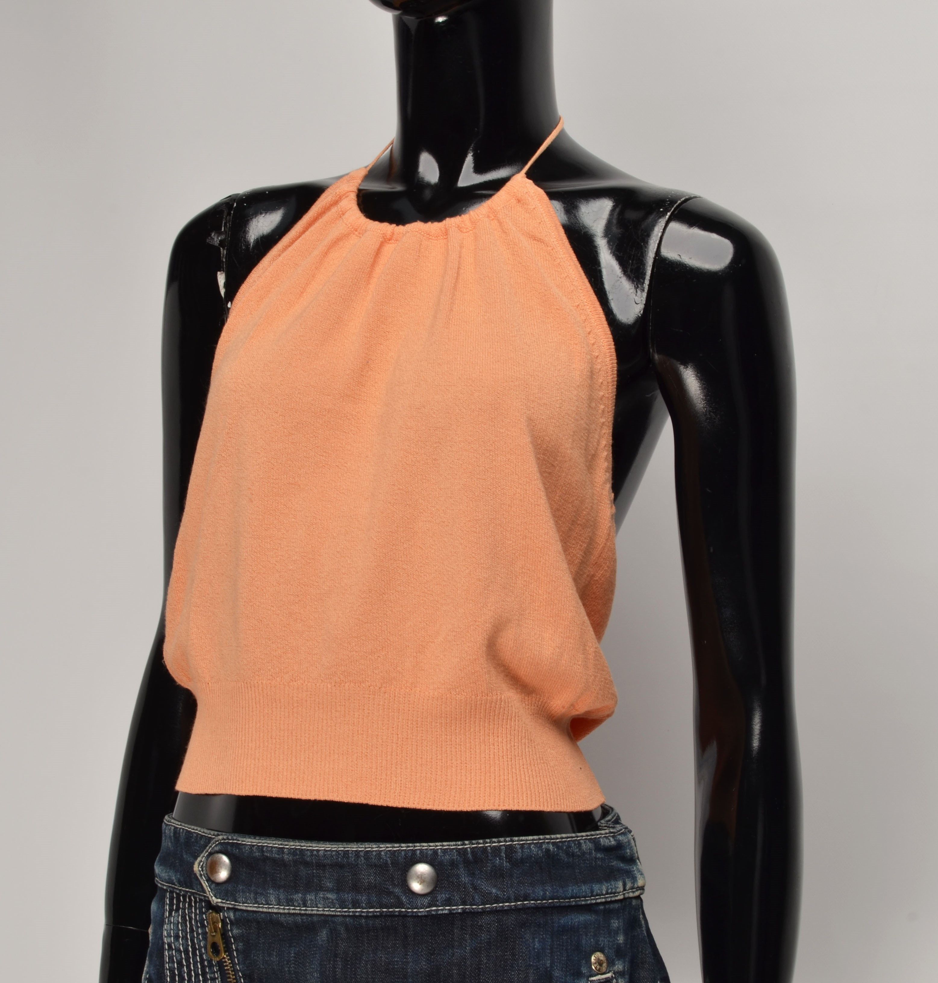 Vintage Vintage Naf Naf Y2K Apricot Knit Halter Top Size M / US 6-8 / IT 42-44 - 2 Thumbnail