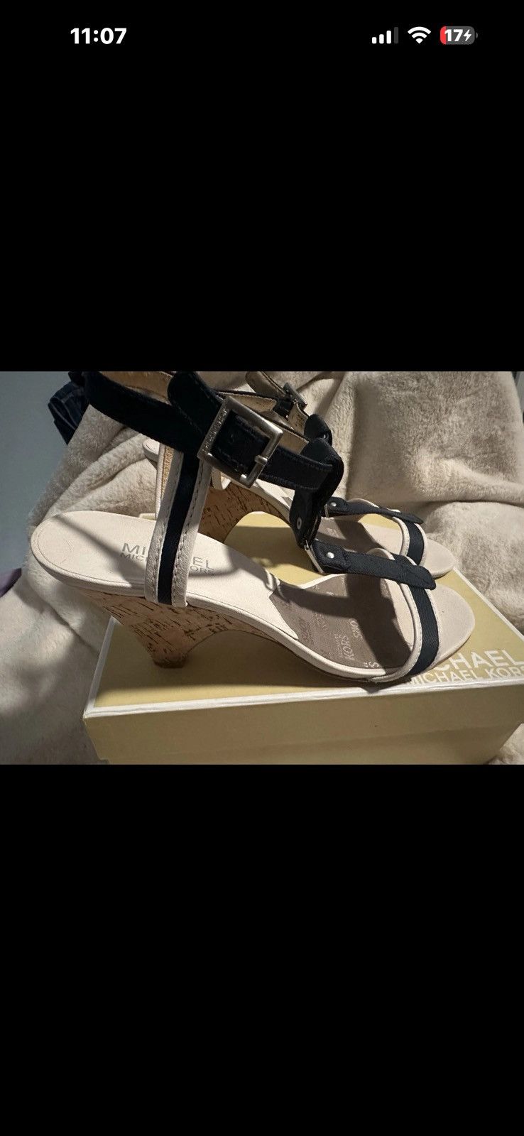 Michael Kors Used Michael Kors, wedge, sandals, navy, and white 10 Size US 10 / IT 40 - 3 Thumbnail