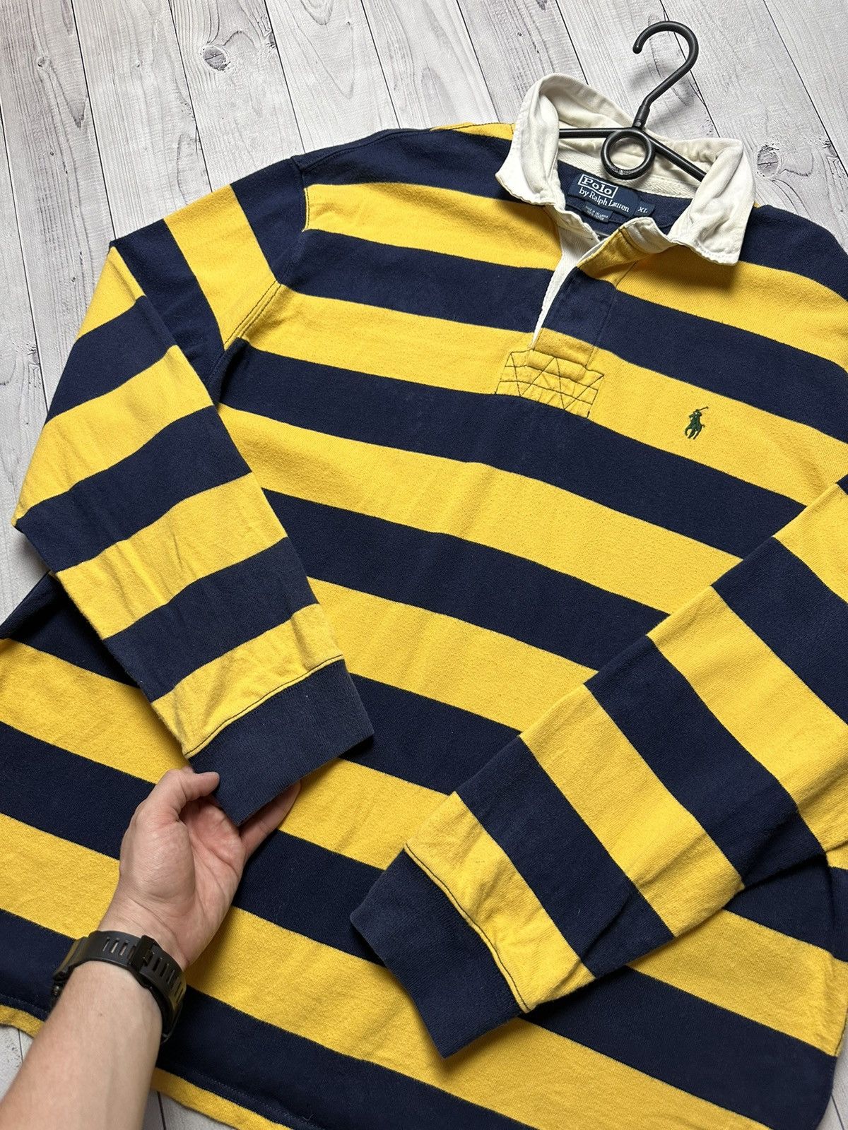 Vintage Vintage polo Ralph Lauren rugby jersey striped bee Size XL Size US XL / EU 56 / 4 - 4 Thumbnail