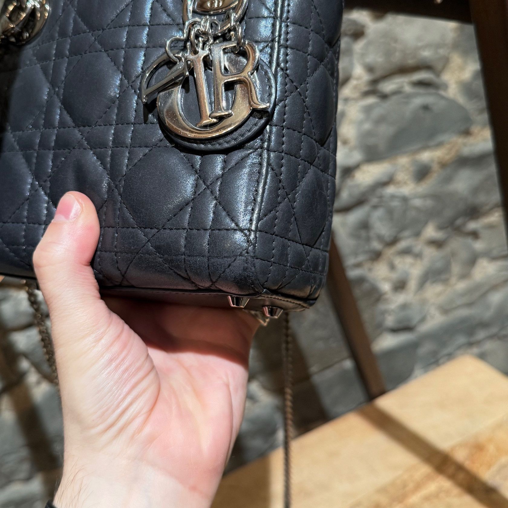 Dior Dior 2015 Metallic Midnight Blue Calfskin Mini Lady Dior Bag Size ONE SIZE - 15 Thumbnail