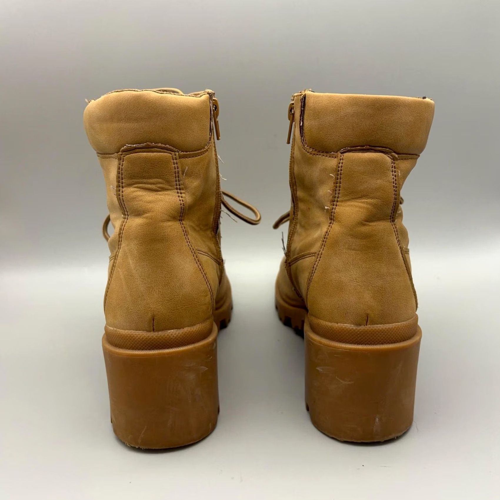 Vintage Madden Girl Boots Womens 8.5 Brown Ankle Combat Lug Sole Block Heel Casual Fall Womens Boots Size US 9 / IT 39 - 5 Thumbnail