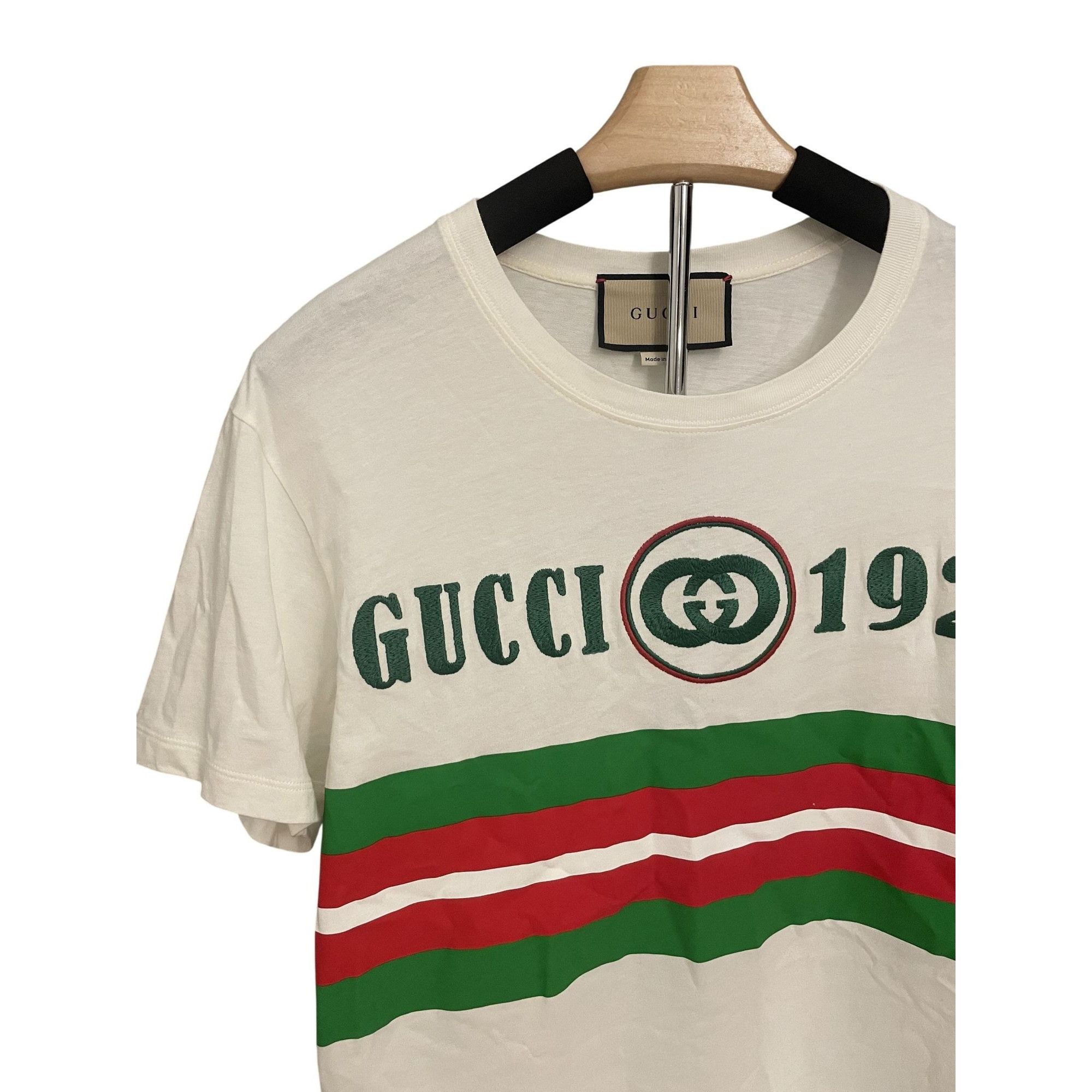 Gucci Gucci 1921 Logo White T-Shirt With Green & Red Stripes Made Size XS / US 0-2 / IT 36-38 - 4 Thumbnail