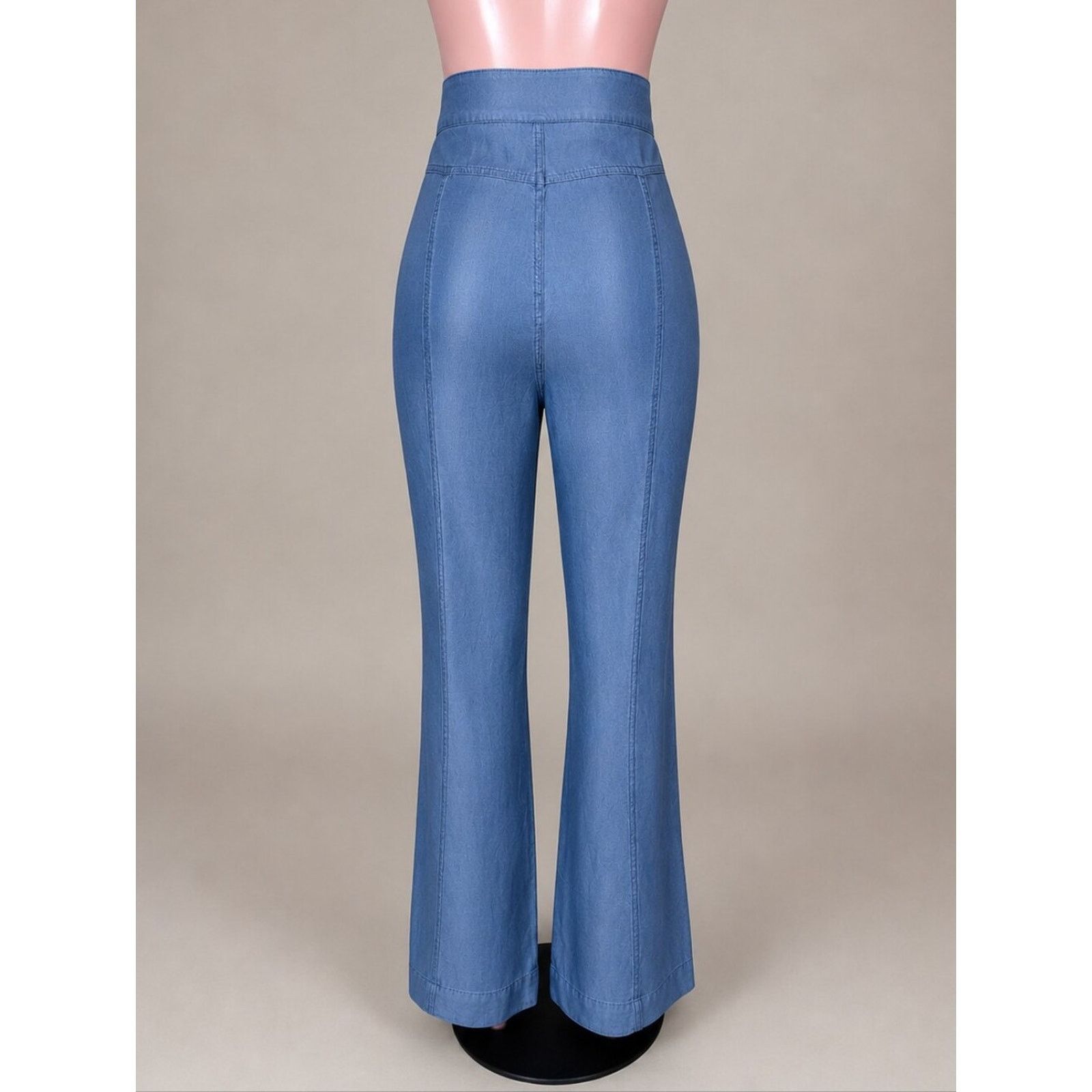 Vintage Voodoo Vixen Shimmering Chambray High-Waist Flare Jeans XL Size 32" / US 10 / IT 46 - 2 Thumbnail