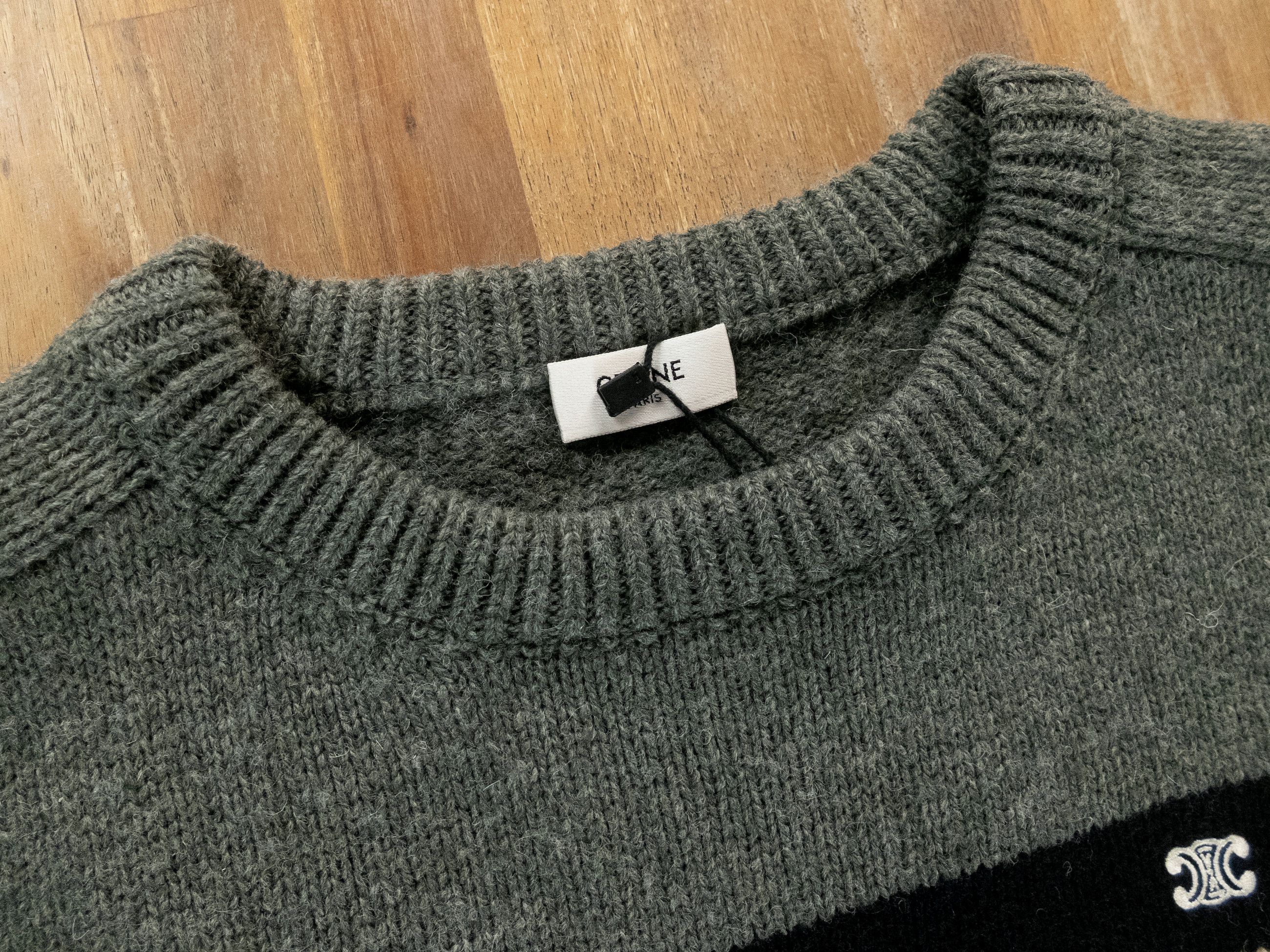 Celine CELINE Hedi Slimane logo embroidered striped wool sweater q Size US L / EU 52-54 / 3 - 5 Thumbnail