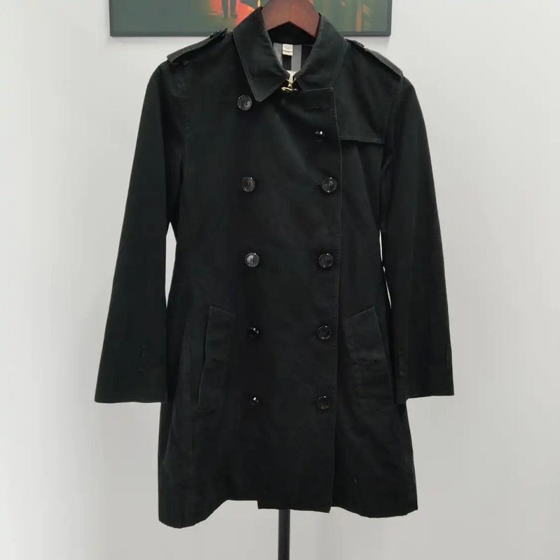 Burberry Burberry Black Long Cotton Trench Coat Size L / US 10 / IT 46 - 1 Thumbnail