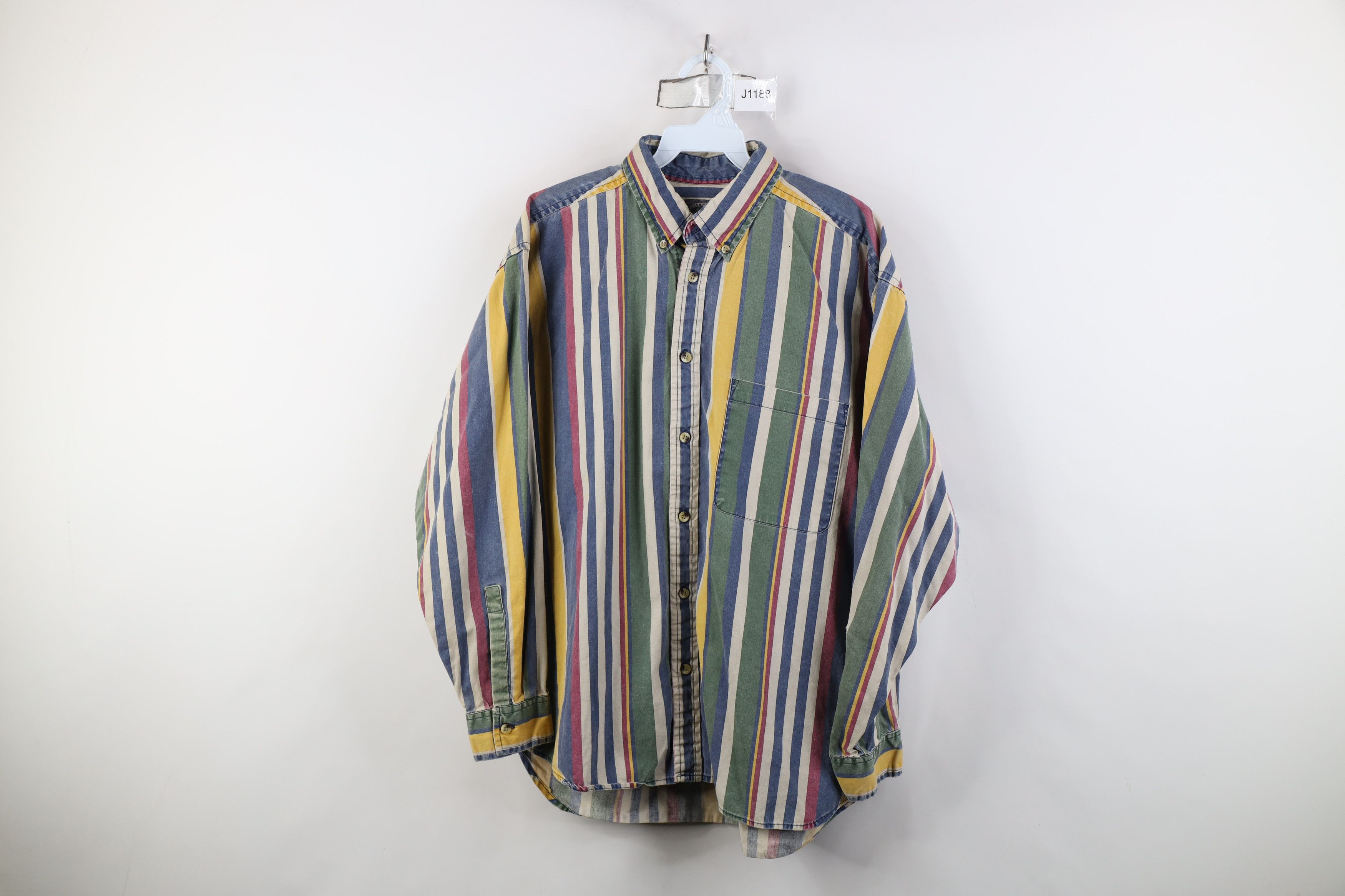 Vintage Vintage 90s Streetwear Rainbow Striped Button Down Shirt Size US M / EU 48-50 / 2 - 1 Thumbnail