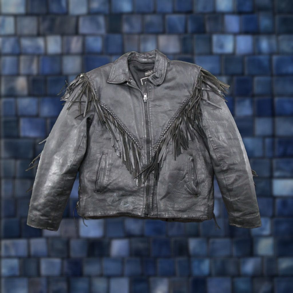 Vintage VINTAGE Shaf Leather Collections JACKET Motorcycle Black Women's XL Fringe Zip Up Read Size XL / US 12-14 / IT 48-50 - 1 Thumbnail