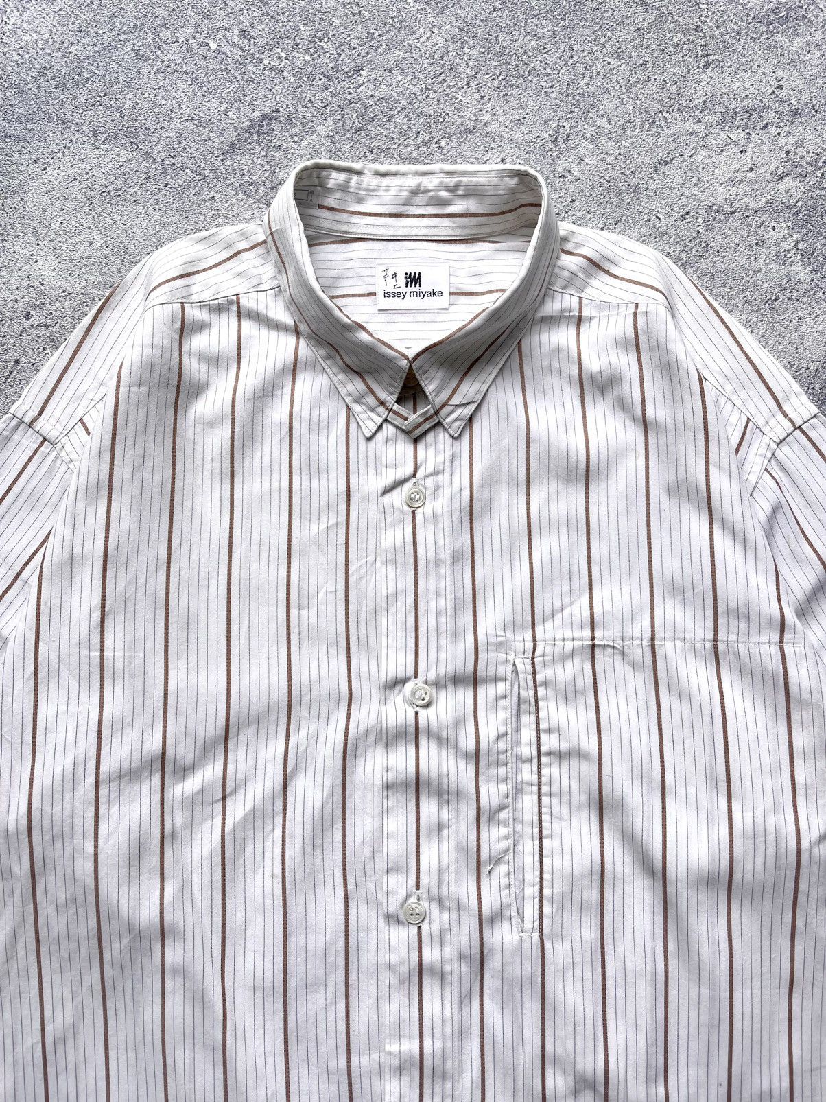 Issey Miyake Issey Miyake Button Up Shirt Striped Pocket Size US L / EU 52-54 / 3 - 2 Thumbnail