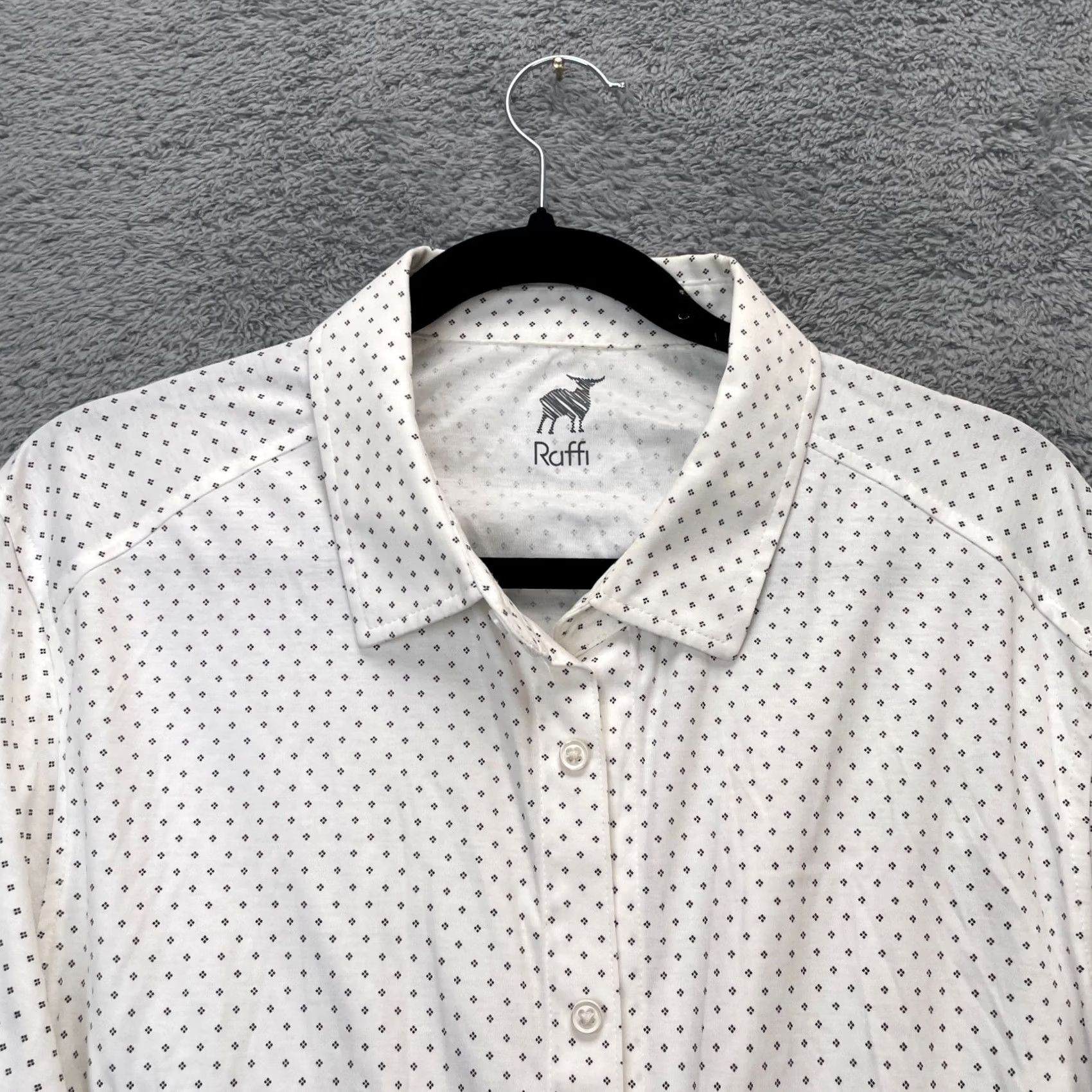 Vintage Raffi Mens Large White Polka Dot Button-Up Shirt Size US L / EU 52-54 / 3 - 7 Thumbnail