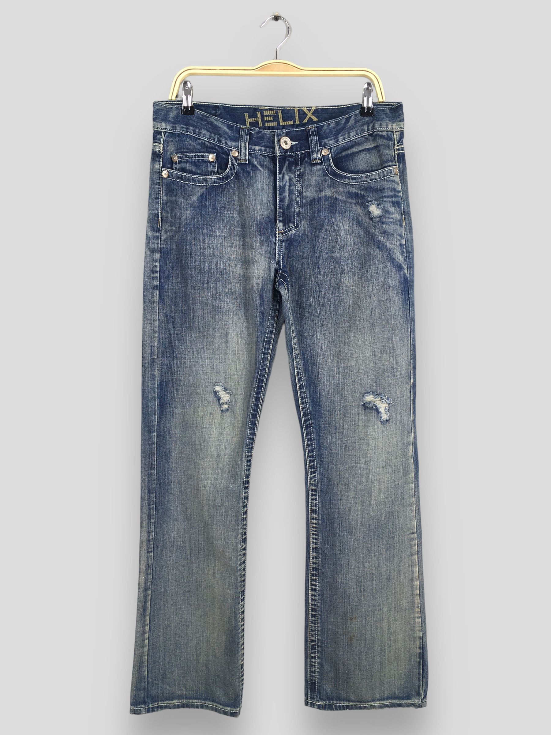 Helix Size 31x32 Vintage Y2K Helix Faded Flared Bootcut Jeans S208 Size US 31 - 1 Thumbnail