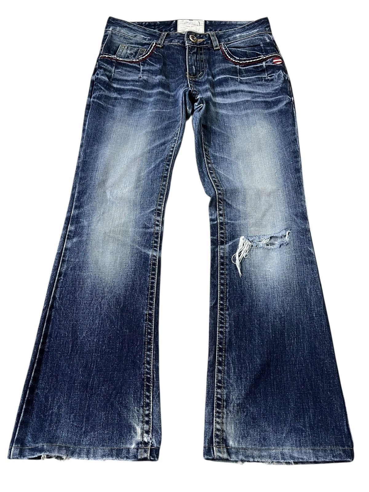 Japanese Brand Flare Jean Lolita Distress Mud Wash Jean Size US 31 - 1 Thumbnail