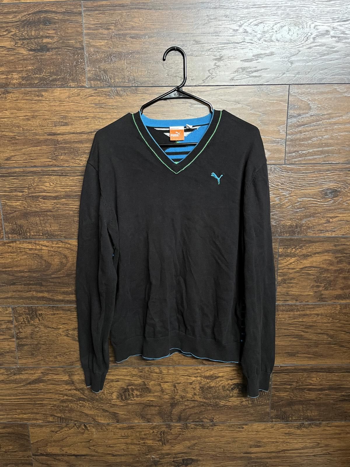 Puma Puma Brand Sweater - V-Neck LS Horizontal Stripes Diamonds M Size US M / EU 48-50 / 2 - 2 Thumbnail