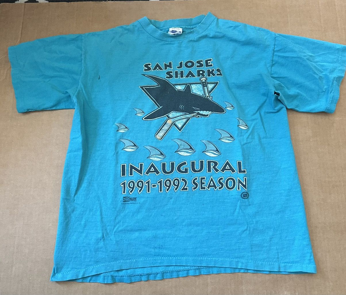 Vintage 1992 San Jose Sharks single stitch shirt Size US L / EU 52-54 / 3 - 1 Thumbnail
