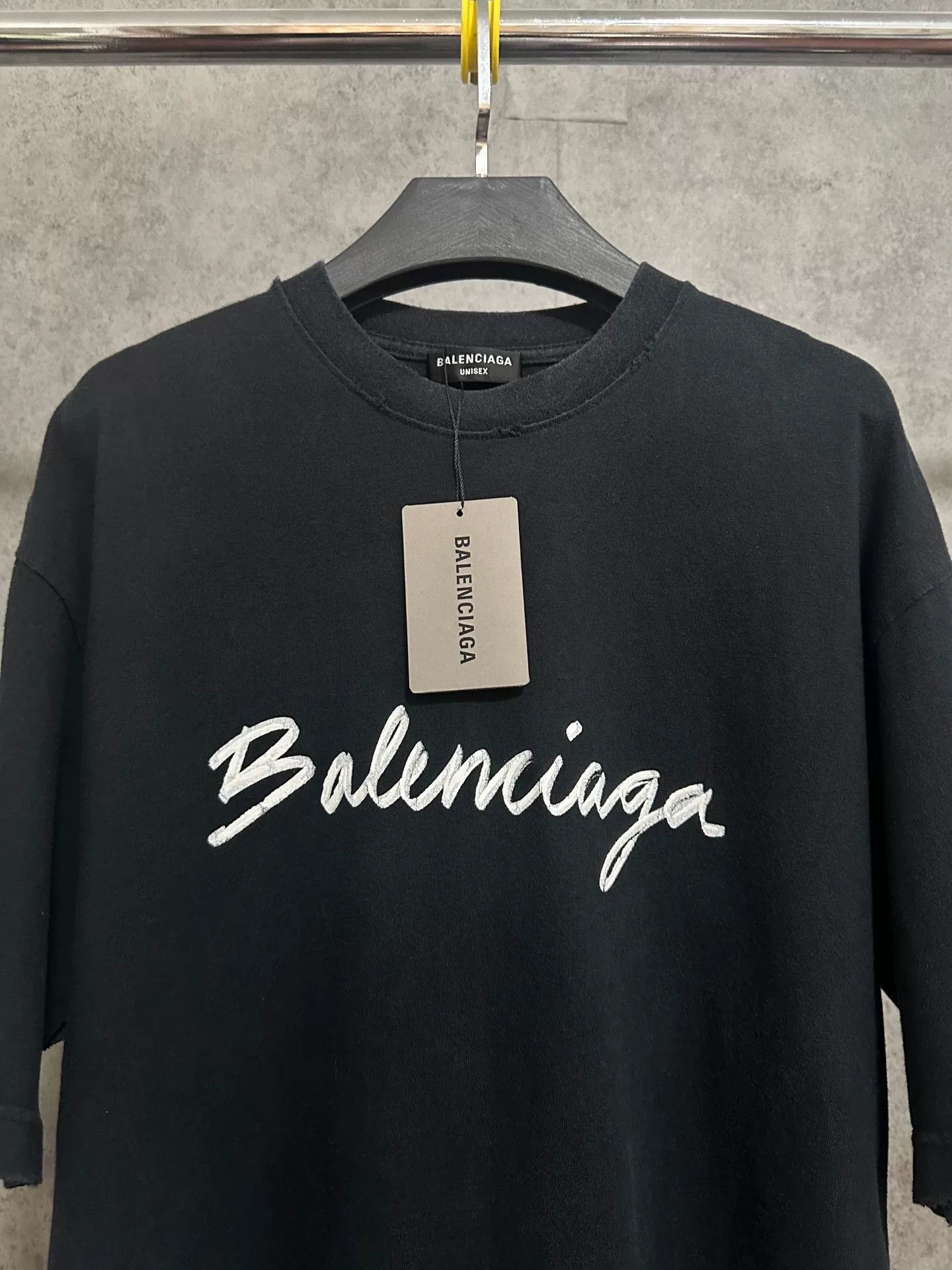 Faith Connexion Balenciaga Distressed Script Logo Black T-shirt Size US XXS / EU 40 - 2 Thumbnail