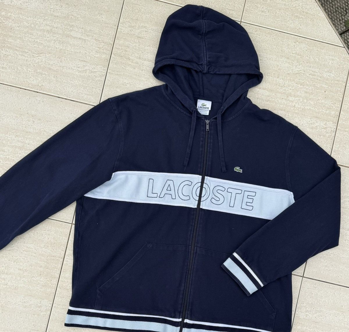 Lacoste × Vintage Vintage Lacoste Big Logo Embroidered Zip Hoodie Sweatshirt Size US L / EU 52-54 / 3 - 1 Thumbnail