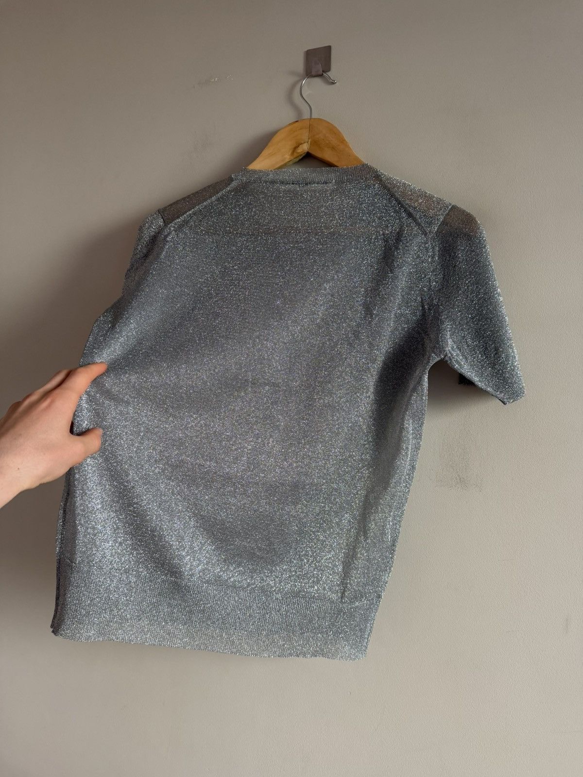 Golden Goose Golden Goose Metallic Sheer Knit Tee Silver Size S / US 4 / IT 40 - 8 Thumbnail