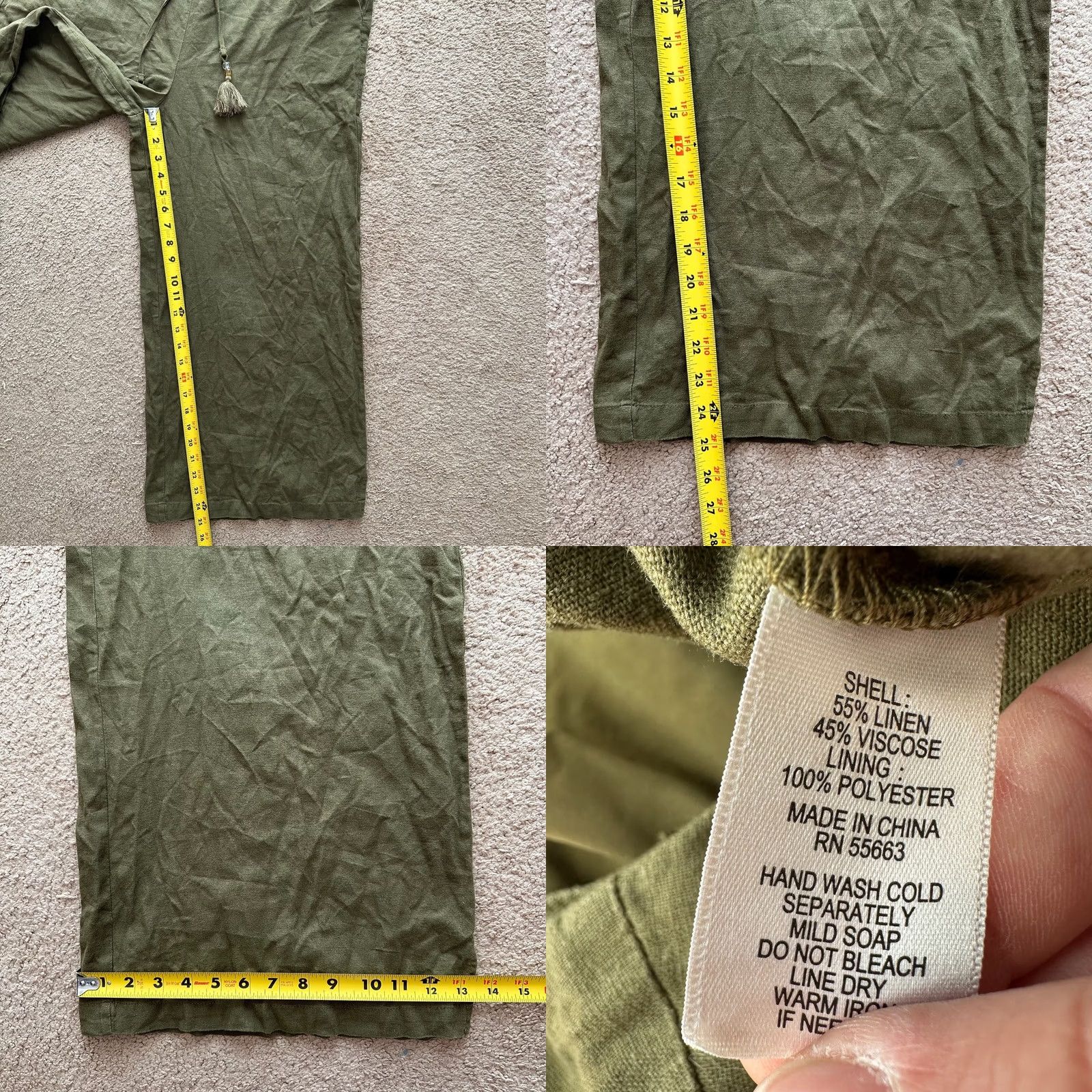 Vintage For Cynthia Romper Womens Large NWT Green Linen Blend Sleeveless Jumper Size L / US 10 / IT 46 - 8 Thumbnail