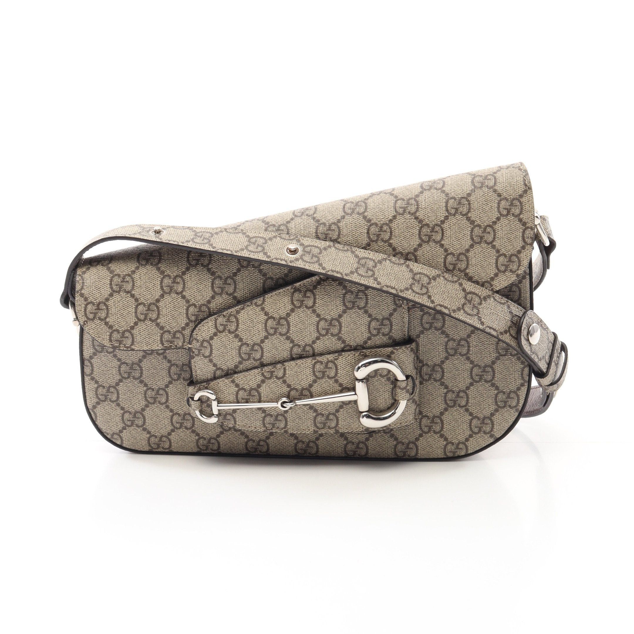 Gucci Horsebit 1955 Gg Supreme Shoulder Bag Leather Beige