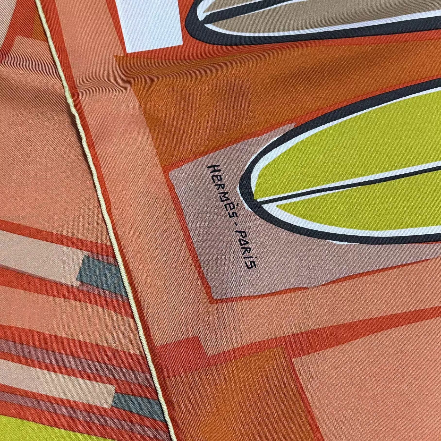 Hermes HERMES Surfing Series Silk Scarf Orange Size ONE SIZE - 2 Thumbnail